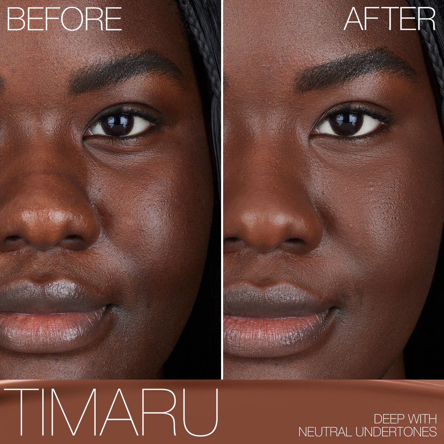 Before and after results of using Nars Light Reflecting Foundation variant: Timaru D4.5