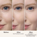 Before and after results of using Laura Mercier Secret Brightening Color Correcting Under Eye Setting Powder variant: Translucent
