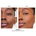 Before and after results of using Hourglass Vanish Airbrush Concealer variant: Umber 9