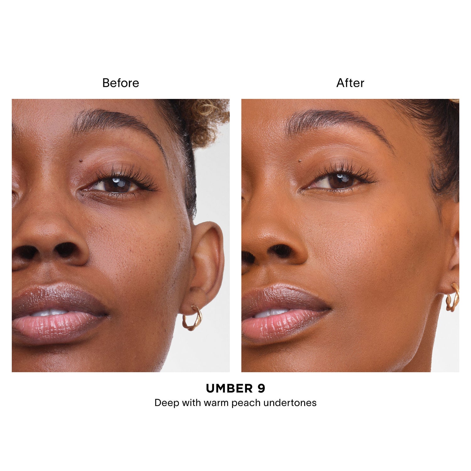 Before and after results of using Hourglass Vanish Airbrush Concealer variant: Umber 9