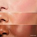 Three close-up shots of cheeks with different skin tones wearing Velvet Plum Pot Rouge For Lips and Cheeks.