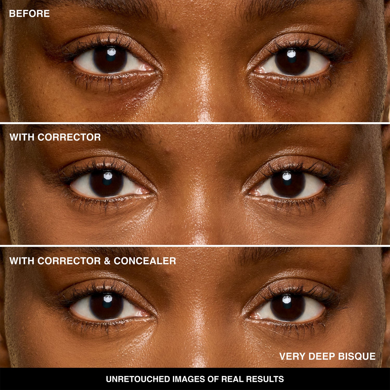 Before and after results of using Bobbi Brown Under Eye Corrector variant: Very Deep Bisque