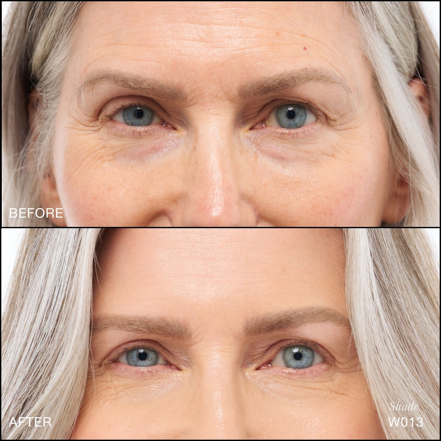 Before and after results of using RMS Beauty Revitalize Hydra Concealer variant: W013
