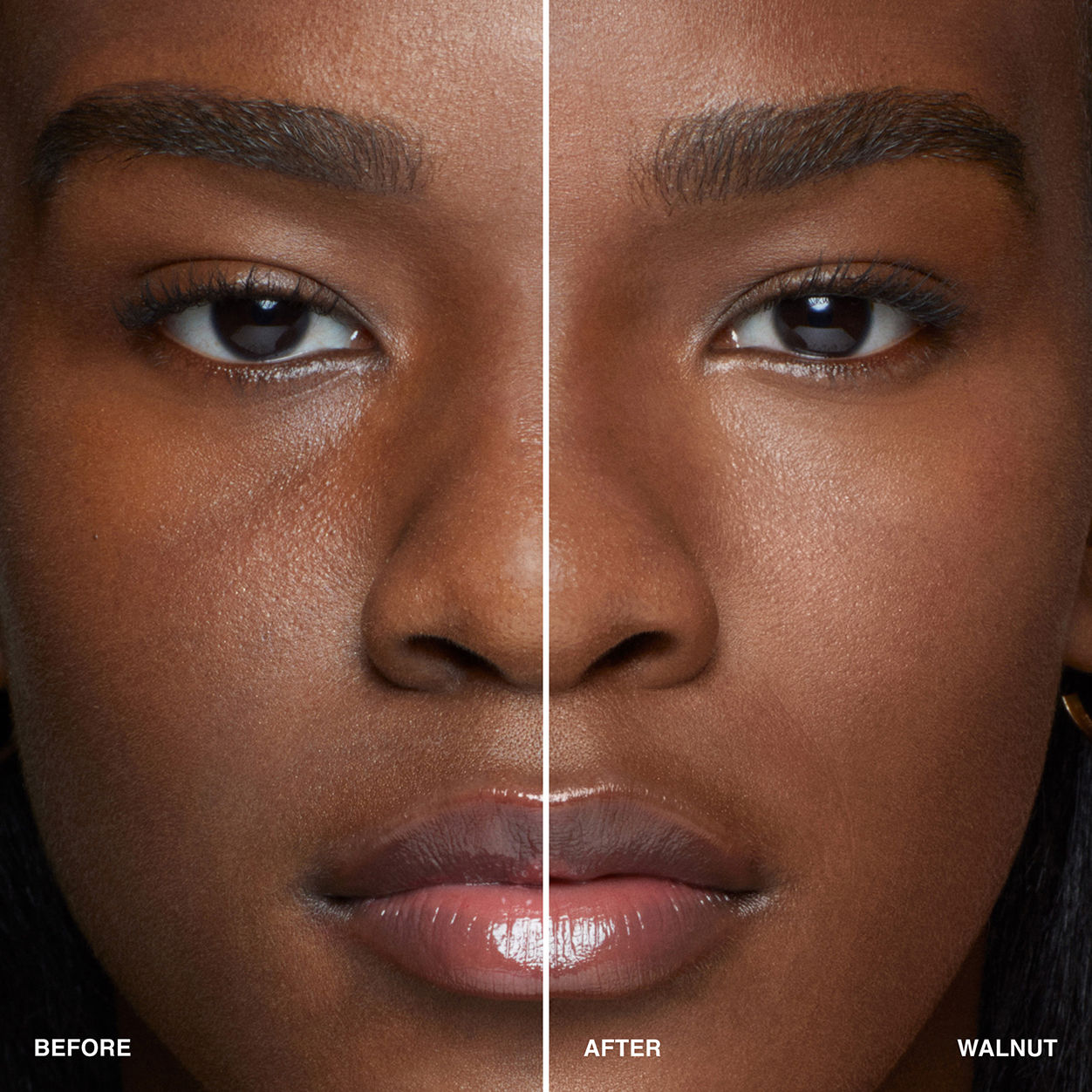 Before and after results of using Bobbi Brown Intensive Serum Foundation SPF 40/30 variant: Walnut