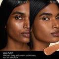 Before and after results of using Nars Radiant Creamy Concealer variant: Walnut MD2.6