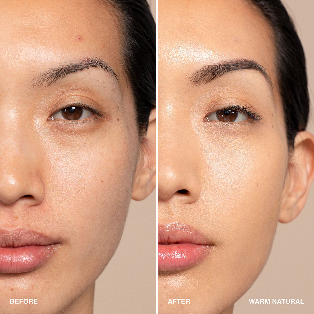 Before and after results of using Bobbi Brown Intensive Skin Serum Concealer variant: Warm Natural