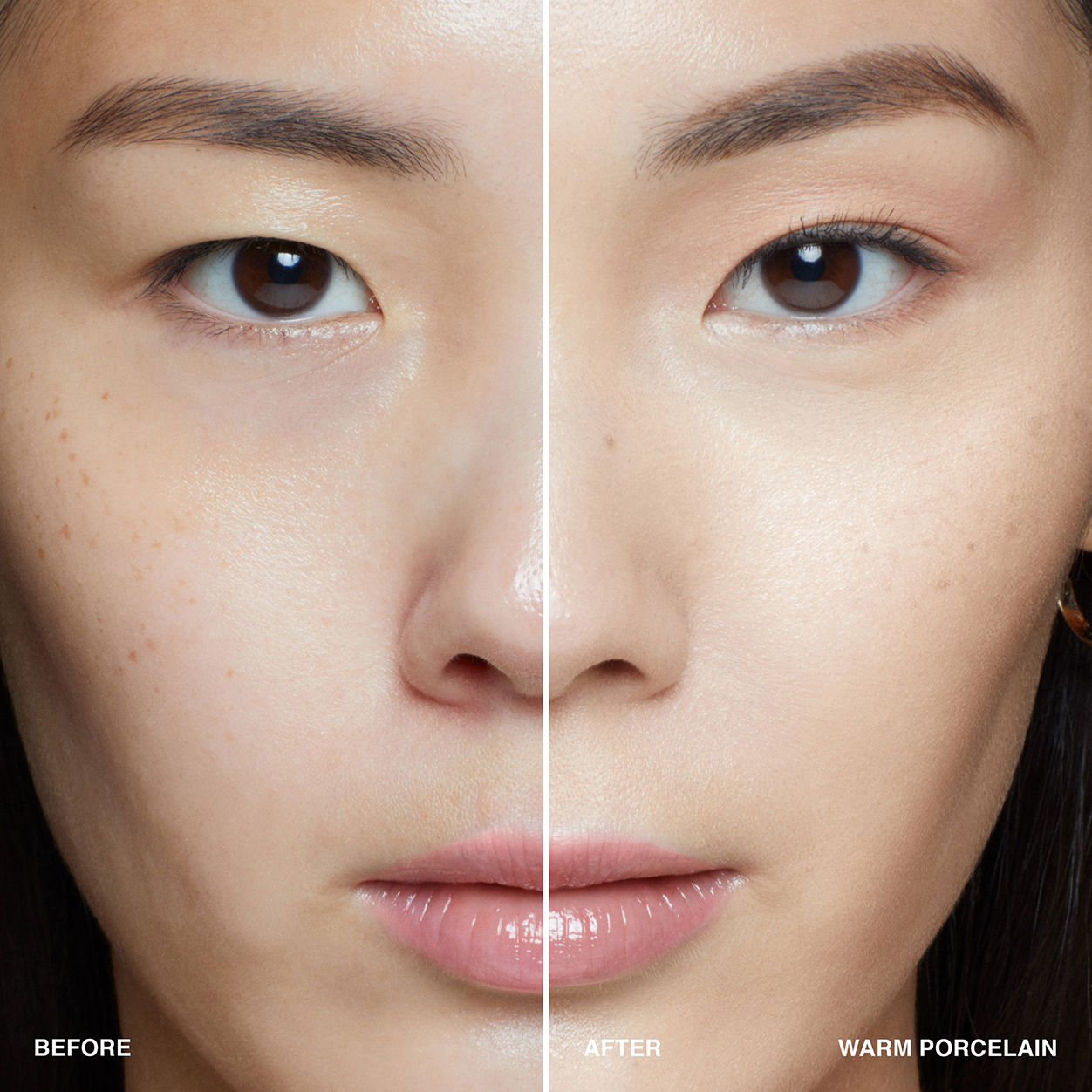 Before and after results of using Bobbi Brown Intensive Serum Foundation SPF 40/30 variant: Warm Porcelain