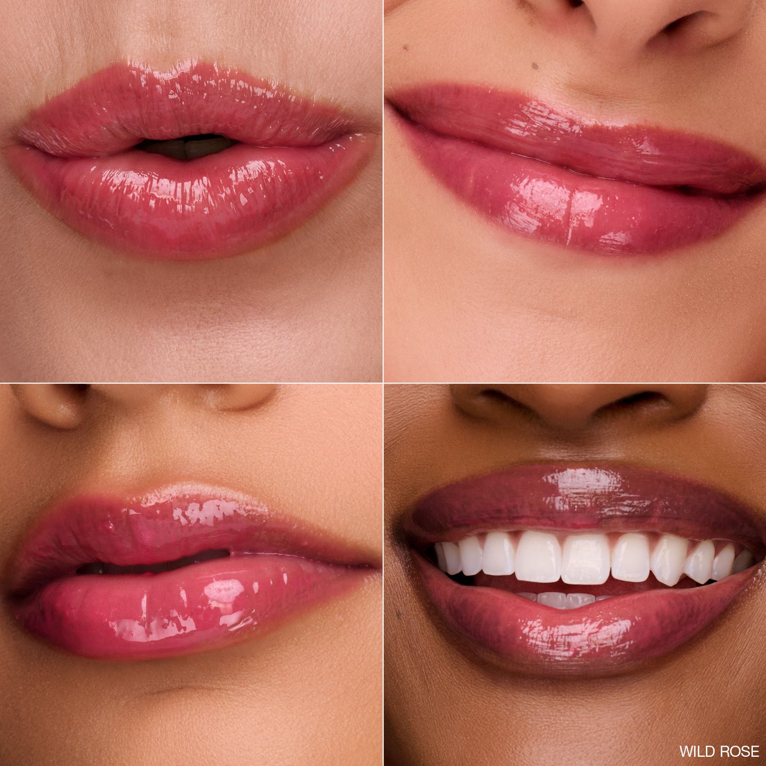 Before and after results of using Ogee Beyond Clean Lip Gloss variant: Wild Rose