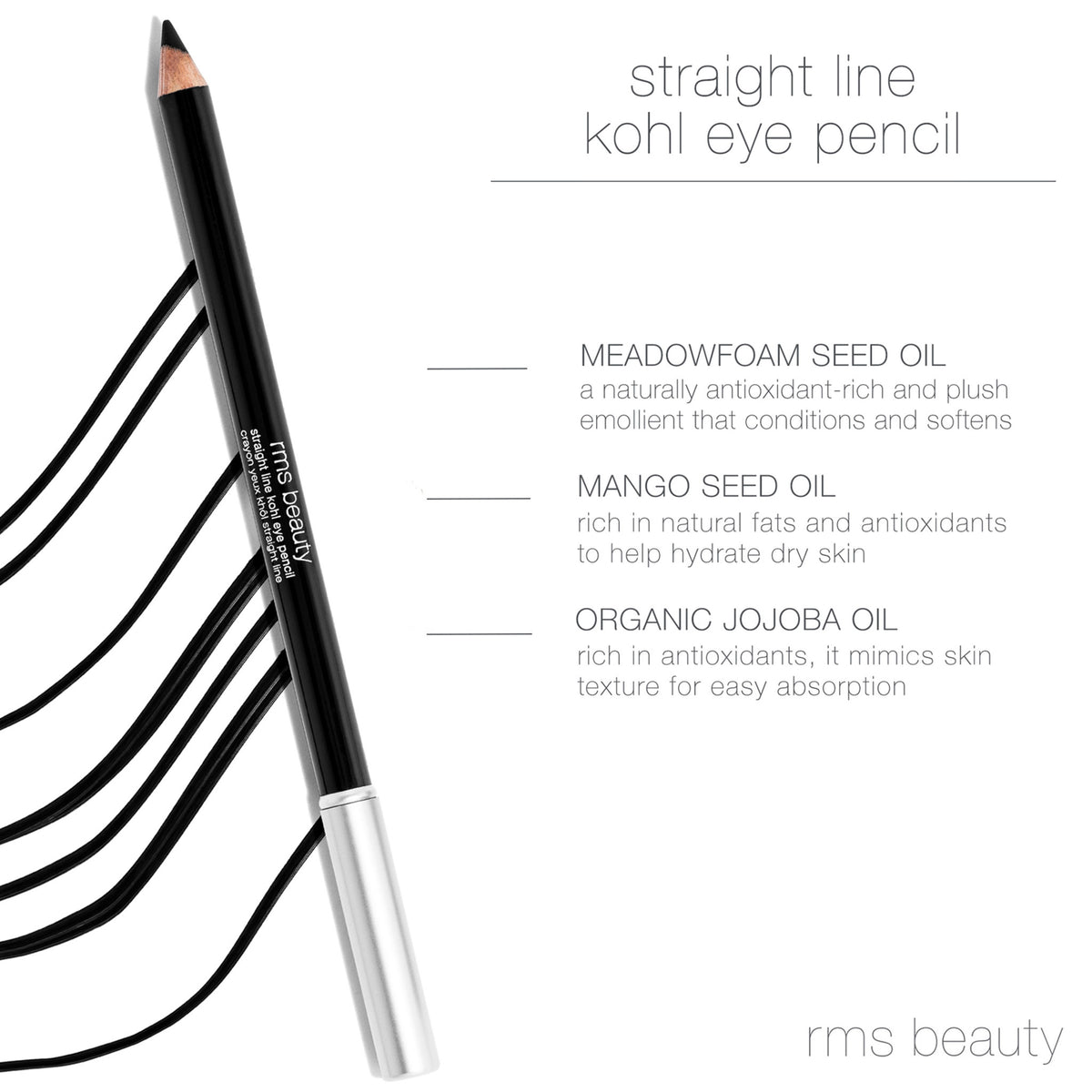 RMS Beauty Straight Line Kohl Black Eye Pencil