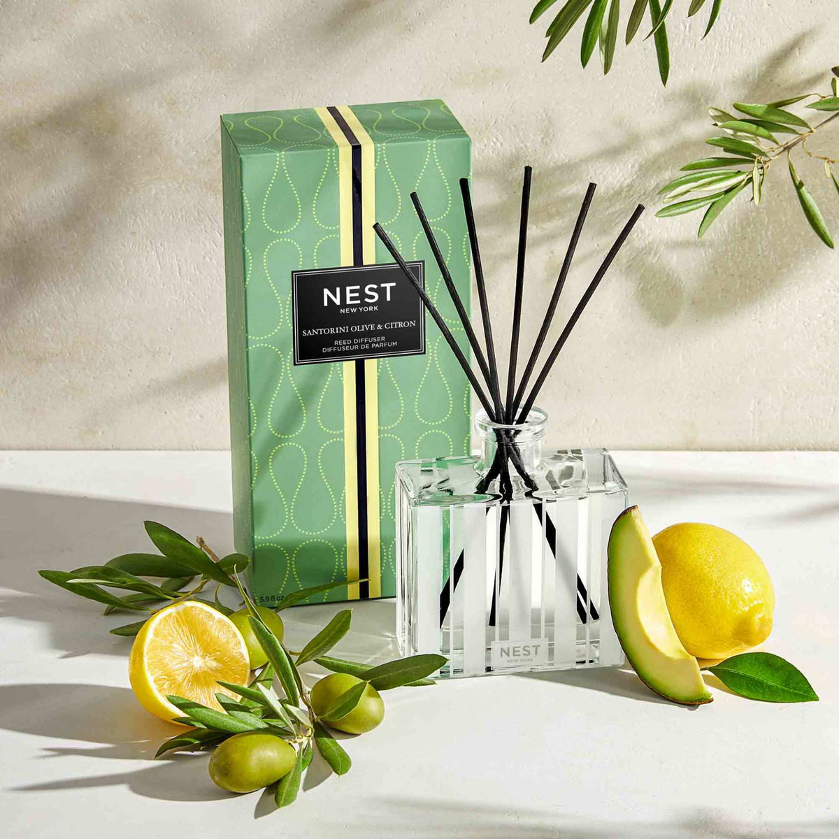 Nest Santorini Olive and Citron Reed Diffuser .