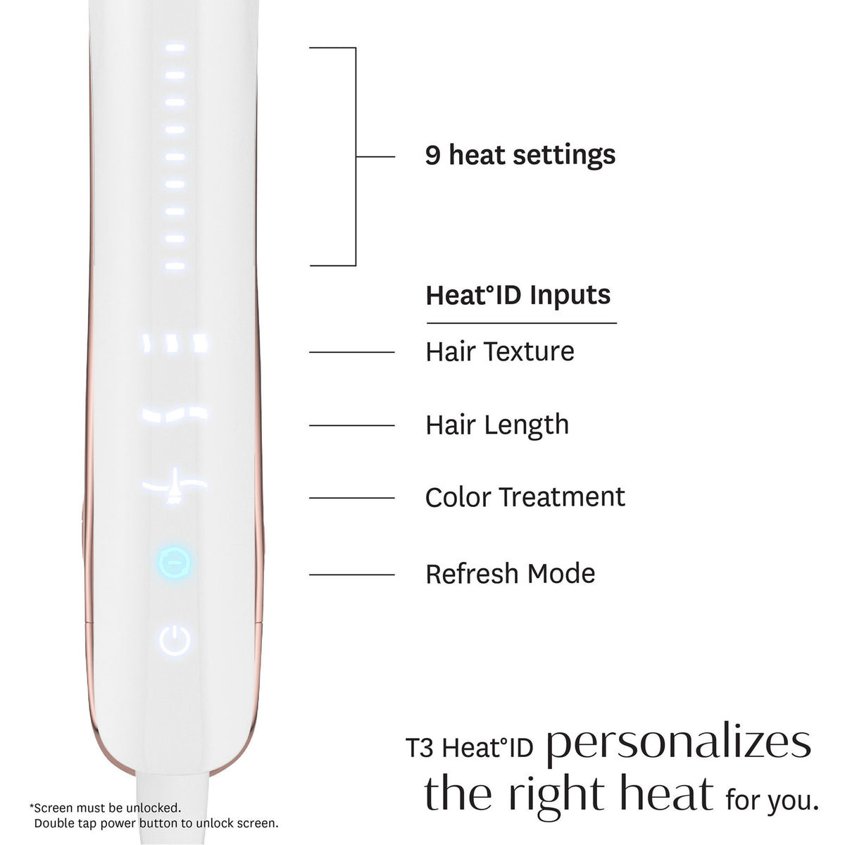 T3 Smooth ID 1” Smart Flat Iron With Touch Interface .