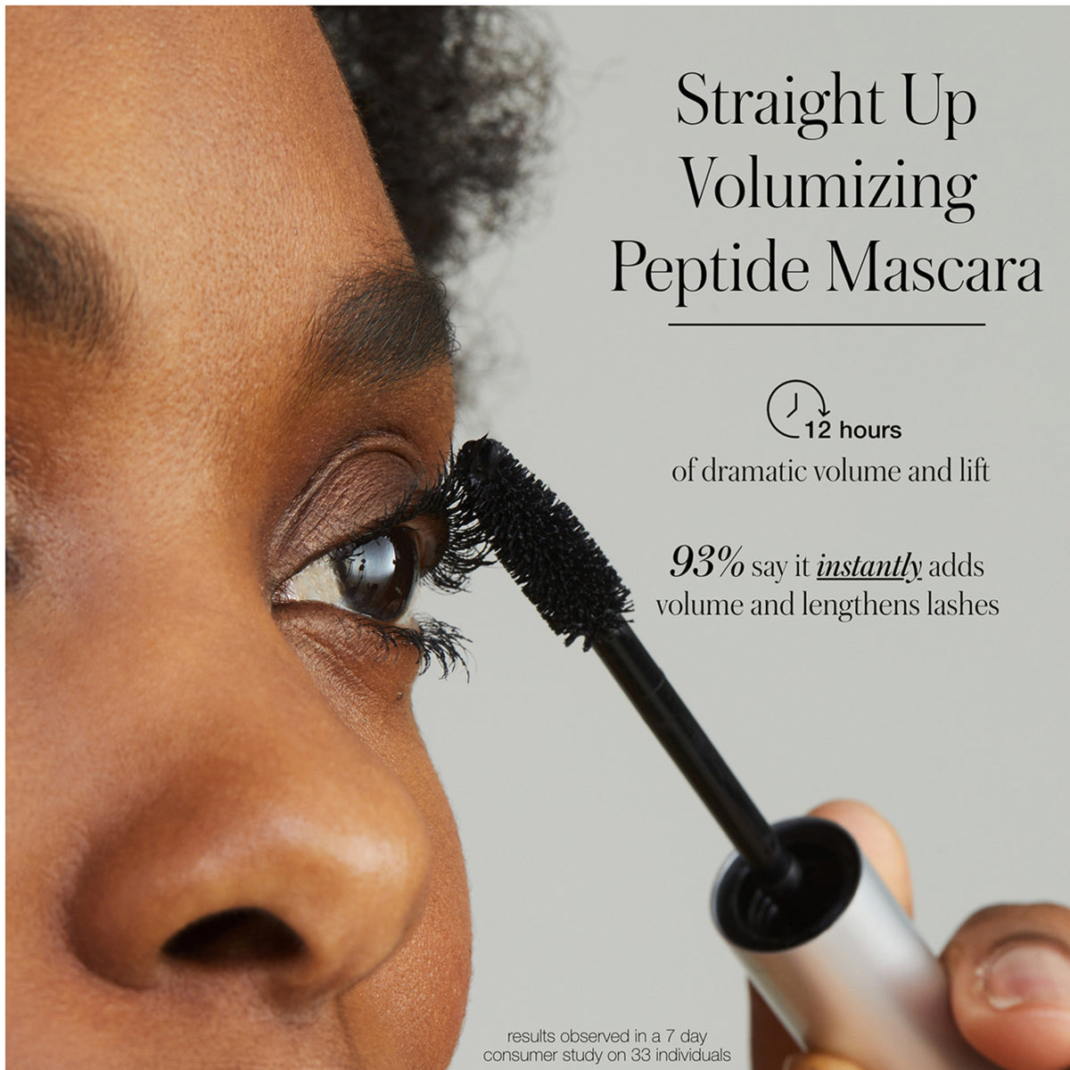 RMS Beauty Straight Up Volumizing Peptide Mascara . This product is in the color black