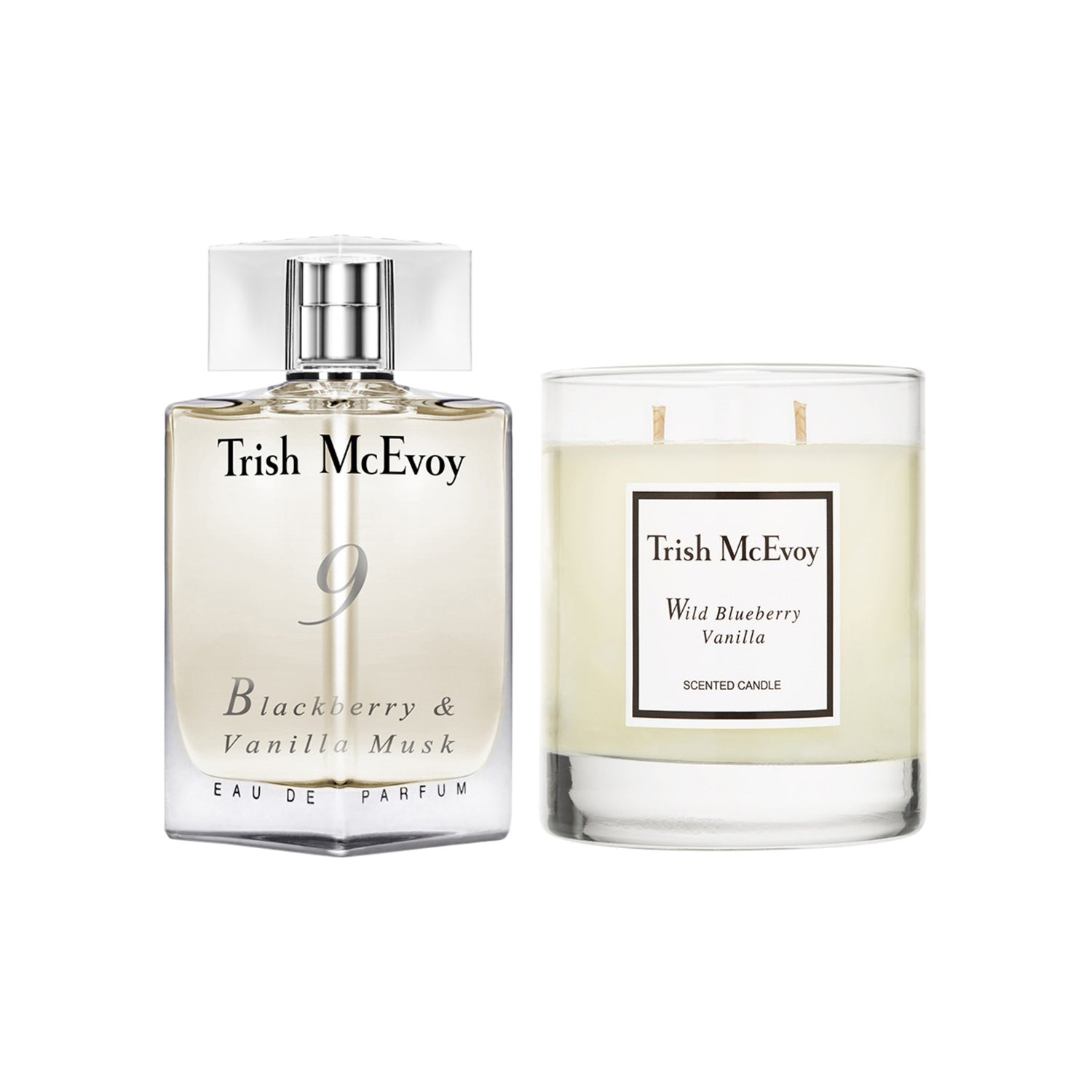 Trish McEvoy The Power of Fragrance No. 9 Blackberry and Vanilla  Musk and Wild Blueberry Vanilla Candle Duo main image.