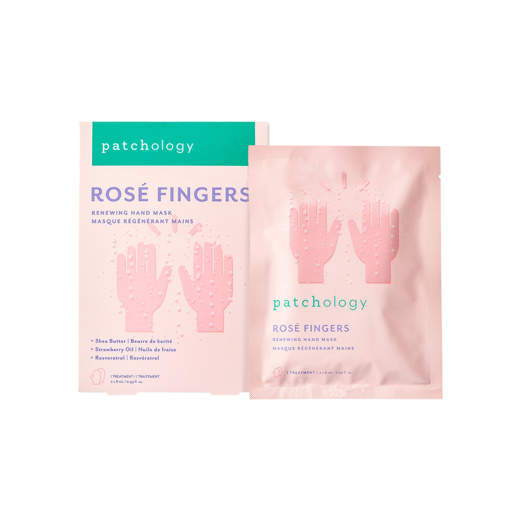 Patchology Rosé Fingers Hydrating and Anti-Aging Hand Mask main image.