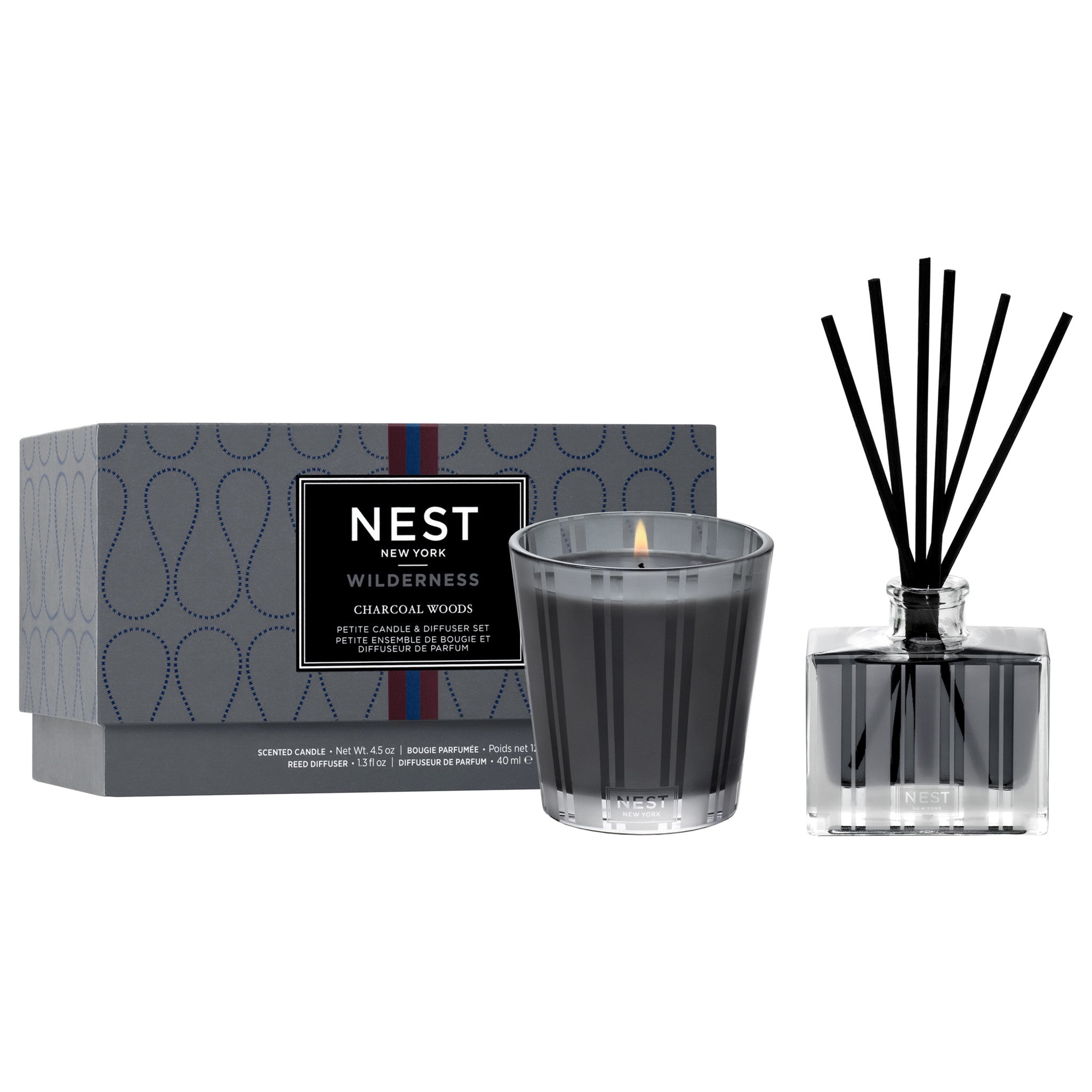 Nest Charcoal Woods Petite Candle & Diffuser main image.