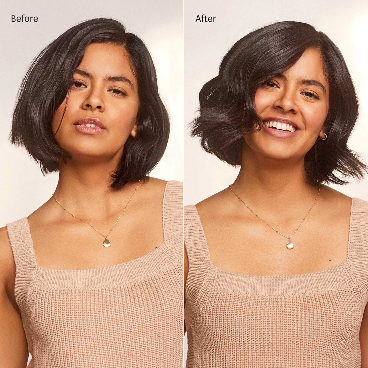 T3 Loose Waves 1.5" Straight Barrel before and after image .