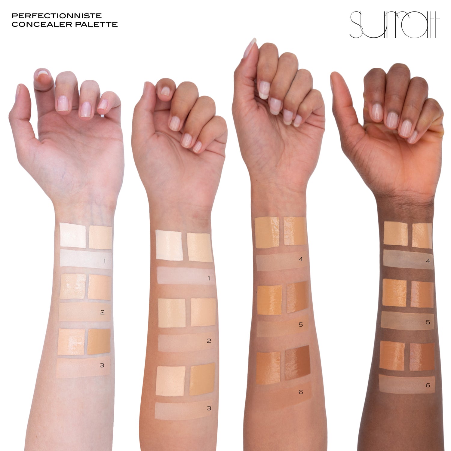 Surratt Perfectionniste Concealer Palette group swatch image . This product is for deep warm peach complexions