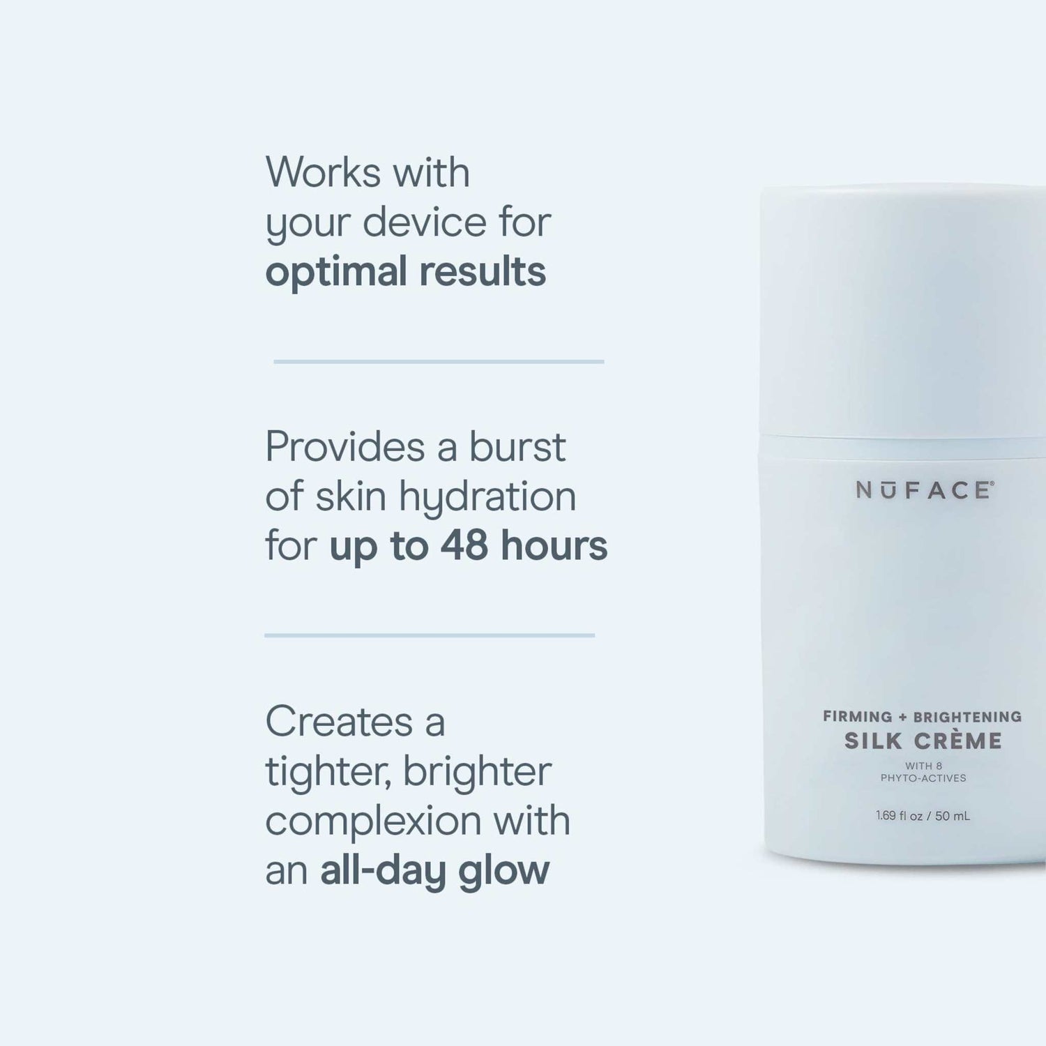 NuFace Firming and Brightening Silk Crème infographics image .