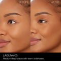 Nars Laguna Bronzing Powder Color/Shade variant: 05 before and after image . This product is for medium and deep complexions