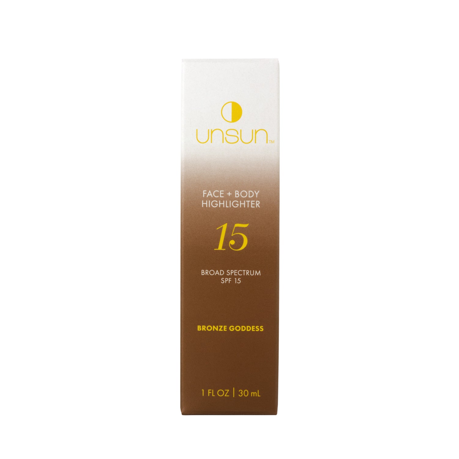 Unsun Face and Body Highlighter SPF 15 Color/Shade variant: Bronze Goddess box image.