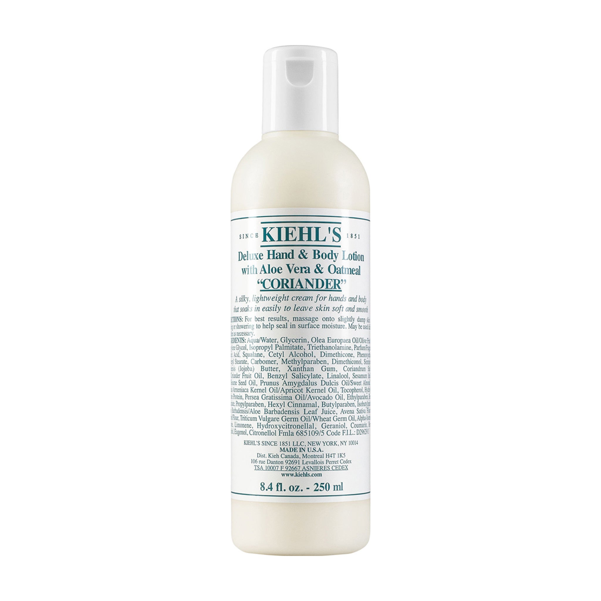 Kiehl's Since 1851 Hand And Body Lotion With Aloe Vera And Oatmeal Color/Shade variant: Coriander  main image.