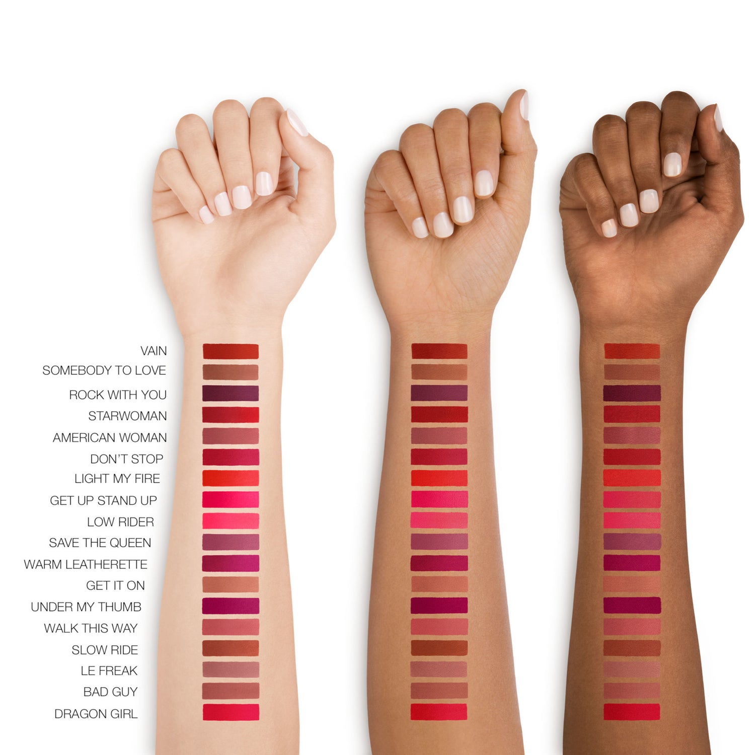 Nars Powermatte Lip Pigment Color/Shade variant: Get It On (Tan Rose) arm swatch image . This product is in the color coral