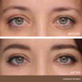 Jane Iredale PureBrow Shaping Pencil Color/Shade variant: Medium Brown before and after image . This product is in the color brown