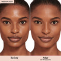 Laura Mercier Translucent Loose Setting Powder Mini Color/Shade variant: Medium Deep before and after image 2 . This product is for deep complexions