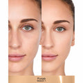 Nars Sheer Glow Foundation Color/Shade variant: Punjab M1 before and after image . This product is for medium warm golden complexions