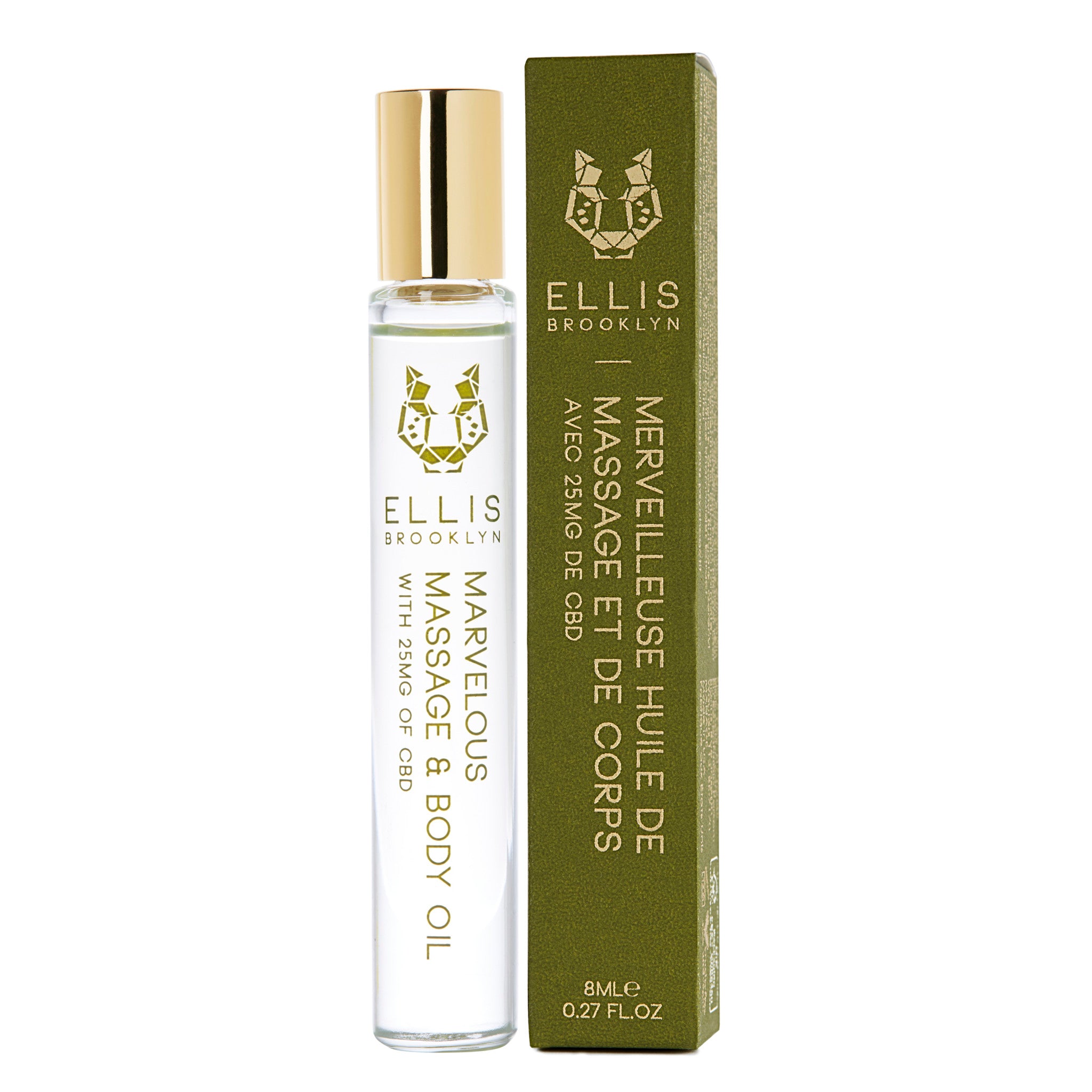 Ellis Brooklyn Marvelous Massage and Body Oil With 100mg of Full Spectrum CBD Size variant: .27 fl oz | 8 ml main image.